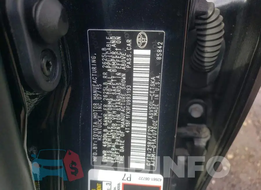 4T1BF1FK9FU993193 Photo# 13