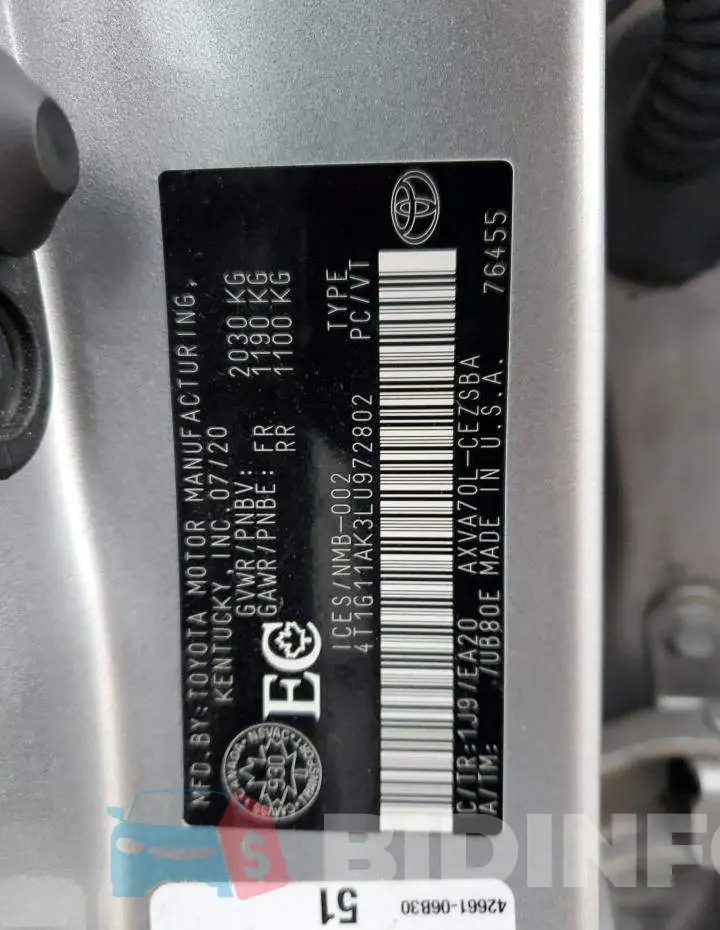 4T1G11AK3LU972802 Photo# 12