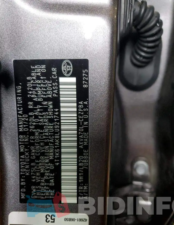 4T1K61AK8LU921744 Photo# 12