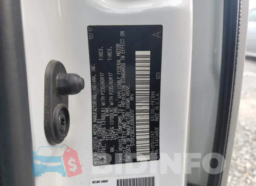 5TDYZ3DC2JS908317 Photo# 13