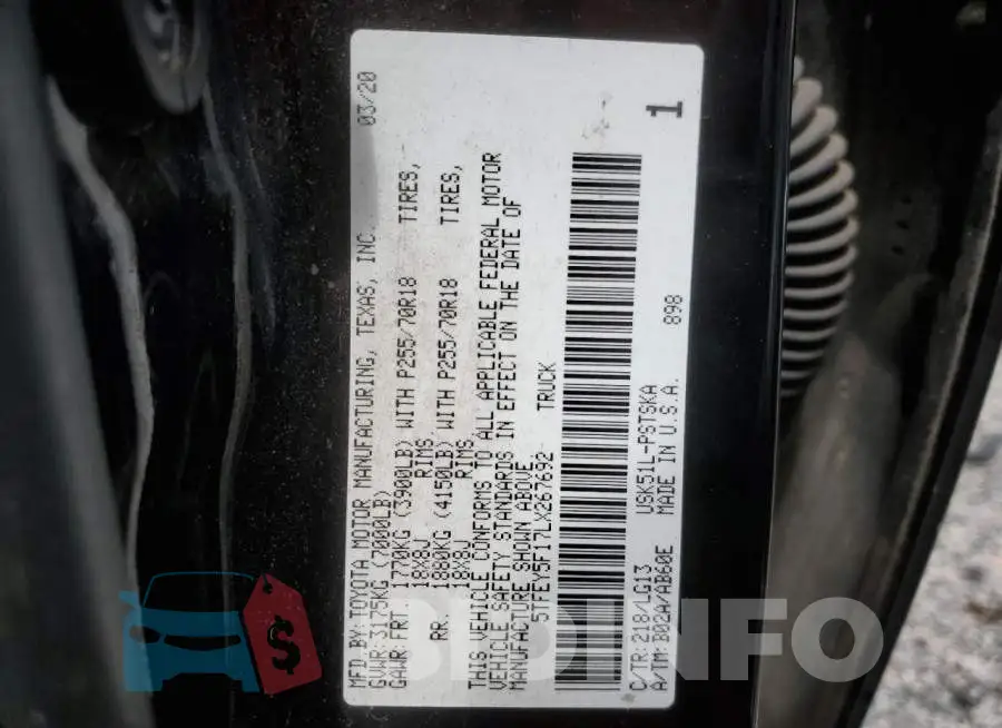 5TFEY5F17LX267692 Photo# 12