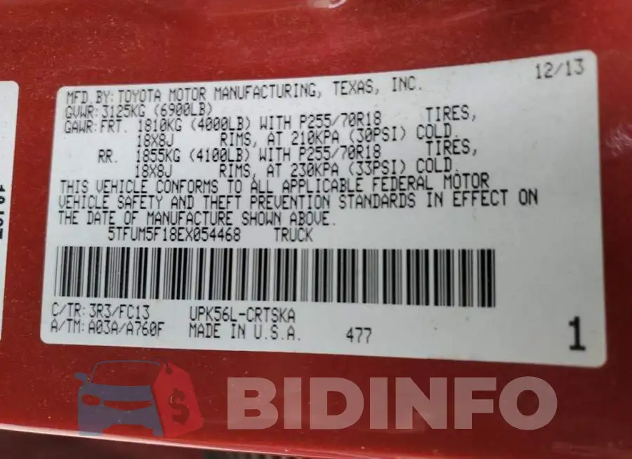5TFUM5F18EX054468 Photo# 12
