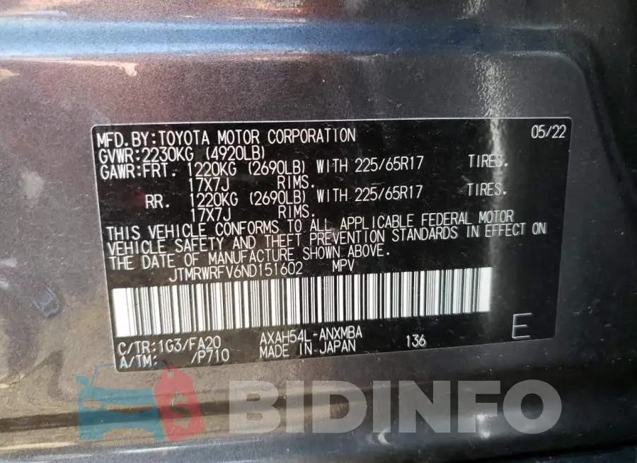JTMRWRFV6ND151602 Photo# 13