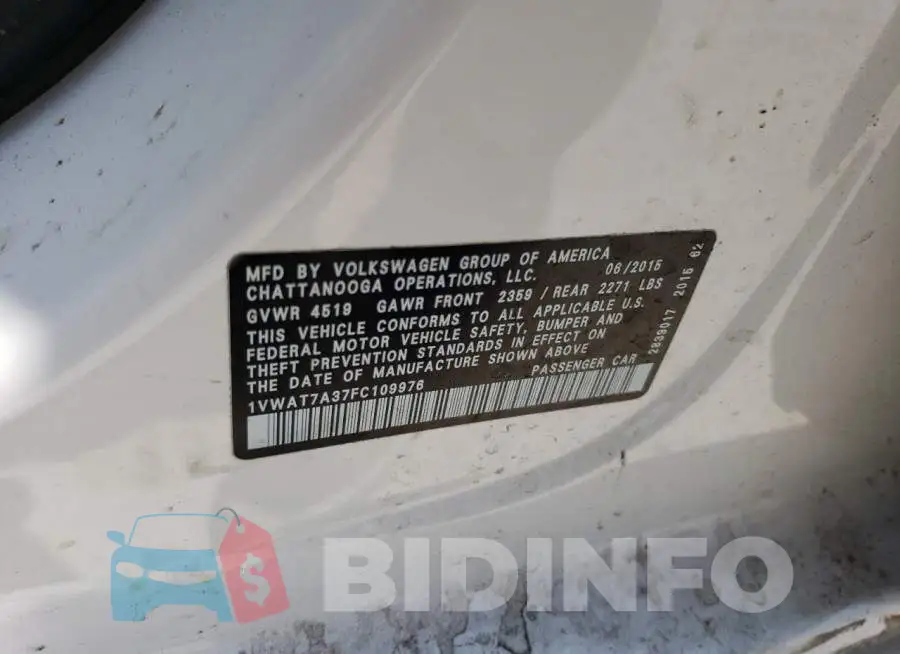 1VWAT7A37FC109976 Photo# 12