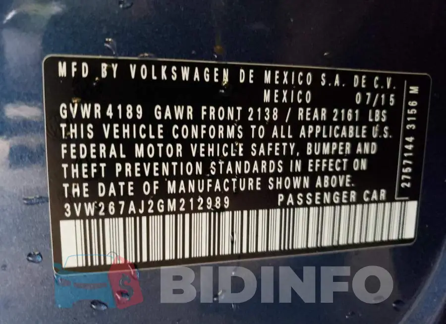 3VW267AJ2GM212989 Photo# 13