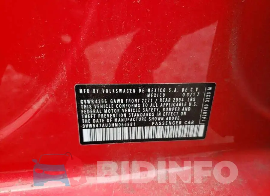 3VW547AU3HM056881 Photo# 13