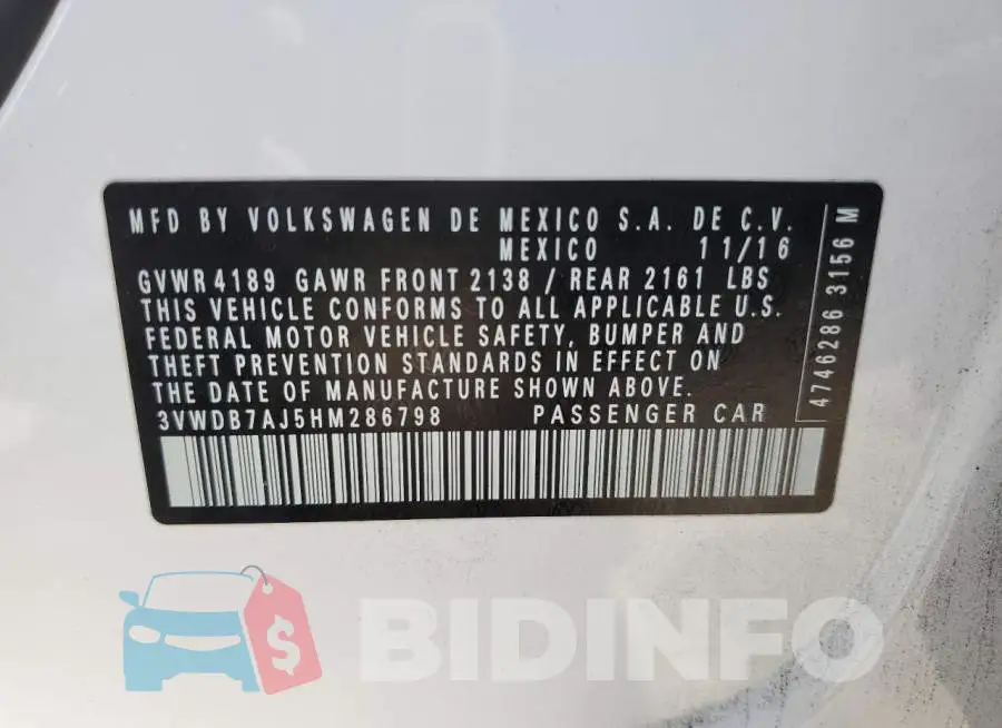 3VWDB7AJ5HM286798 Photo# 12