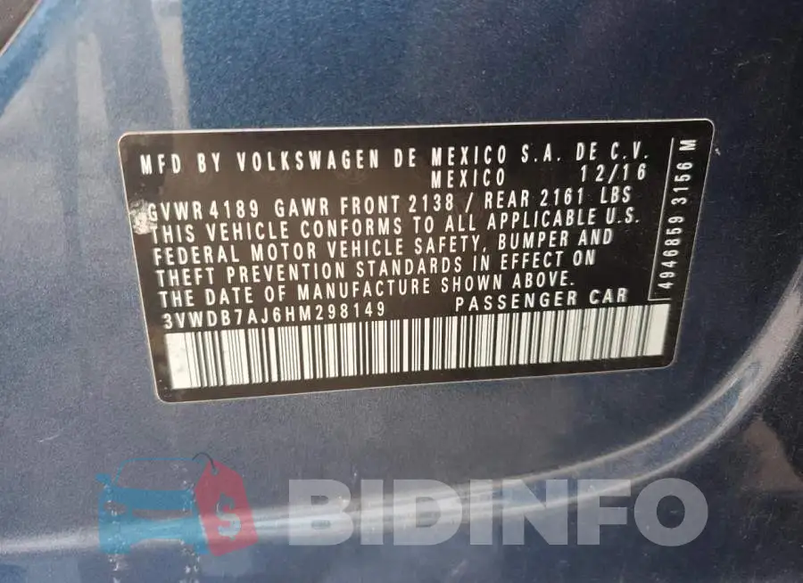 3VWDB7AJ6HM298149 Photo# 12