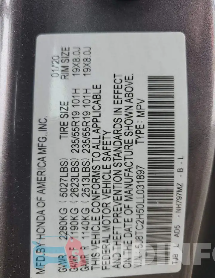 5J8TC2H50LL031897 Photo# 13