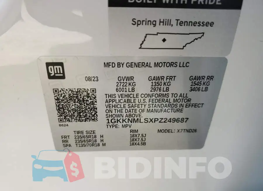 1GKKNMLSXPZ249687 Photo# 12