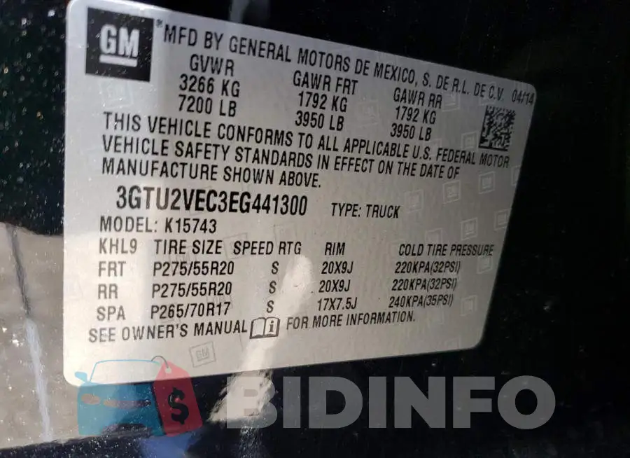 3GTU2VEC3EG441300 Photo# 13