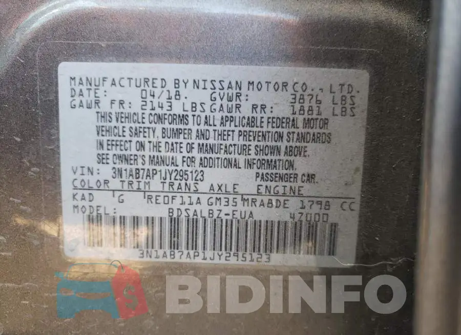 3N1AB7AP1JY295123 Photo# 12