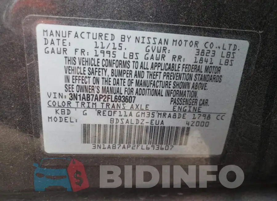 3N1AB7AP2FL693607 Photo# 13