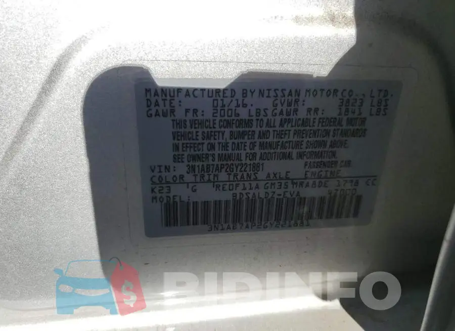 3N1AB7AP2GY221881 Photo# 12