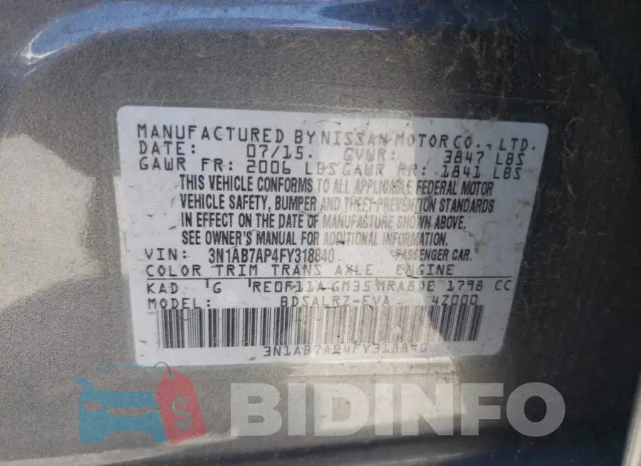 3N1AB7AP4FY318840 Photo# 12