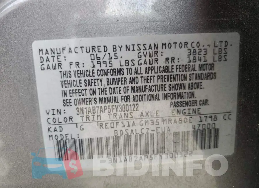 3N1AB7AP5FY300122 Photo# 12