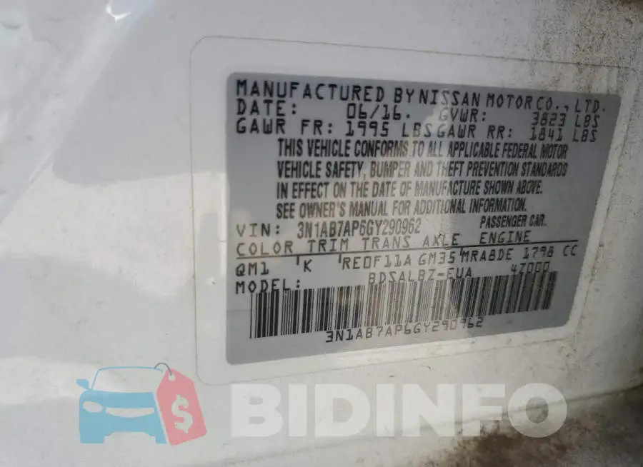 3N1AB7AP6GY290962 Photo# 12