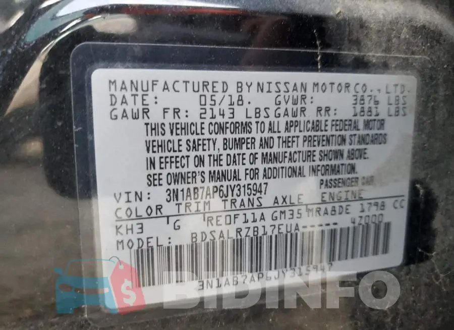 3N1AB7AP6JY315947 Photo# 12