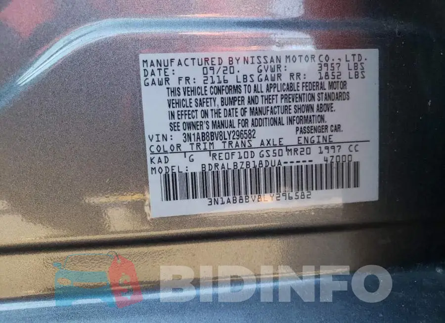3N1AB8BV8LY296582 Photo# 12