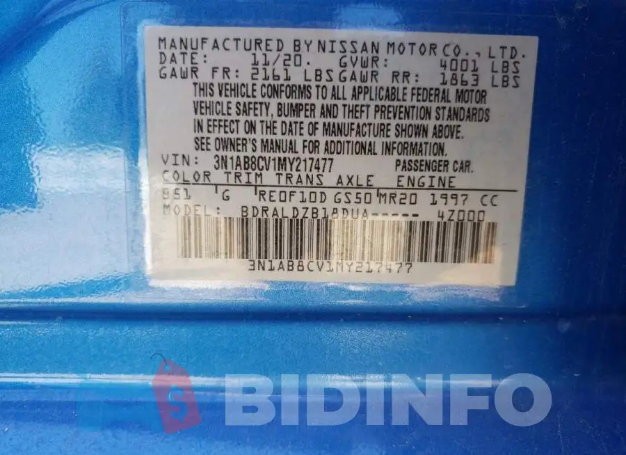 3N1AB8CV1MY217477 Photo# 12