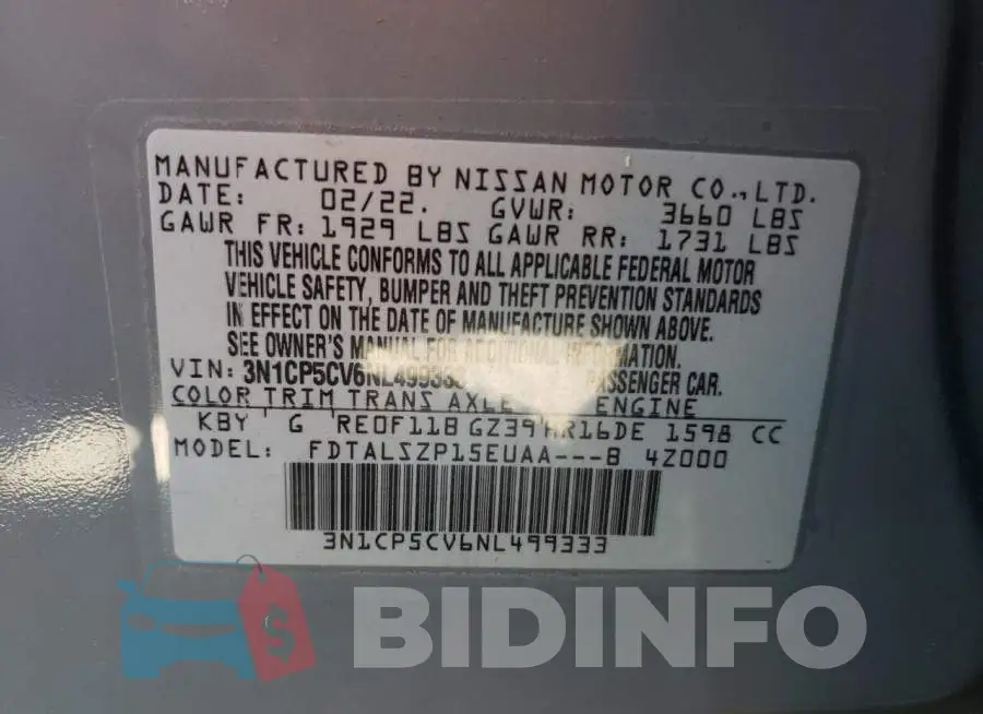 3N1CP5CV6NL499333 Photo# 13