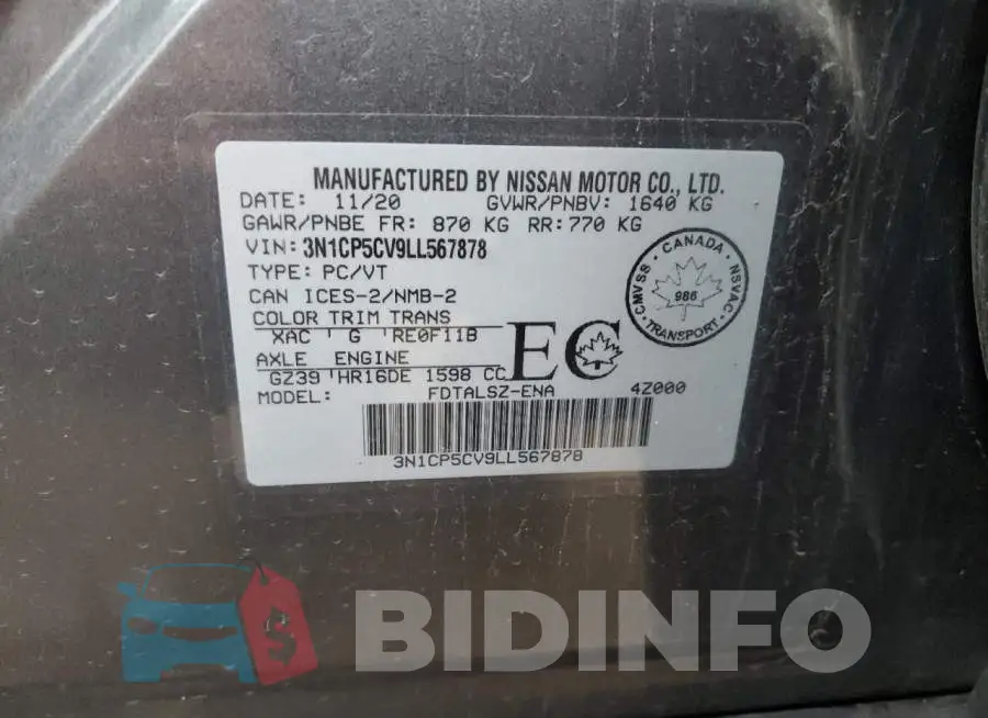 3N1CP5CV9LL567878 Photo# 12