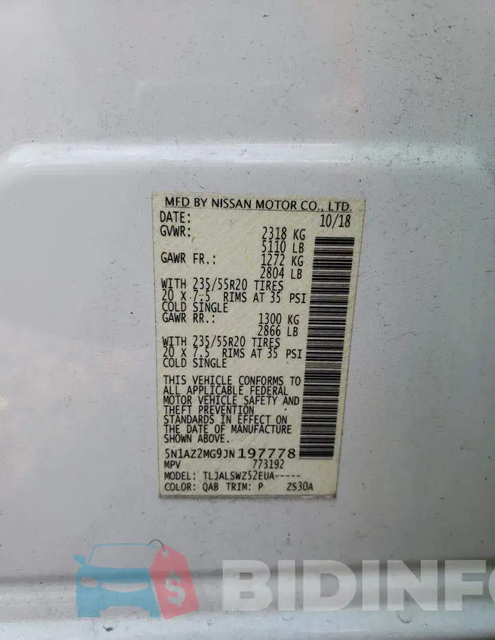 5N1AZ2MG9JN197778 Photo# 13