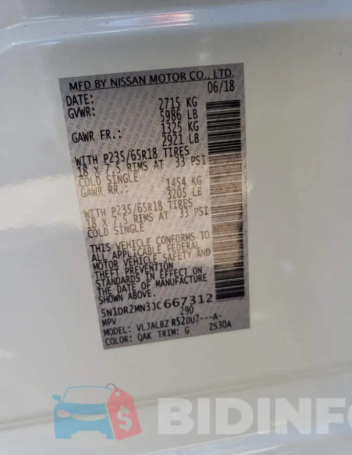 5N1DR2MN3JC667312 Photo# 12