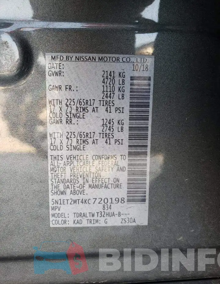 5N1ET2MT4KC720198 Photo# 13