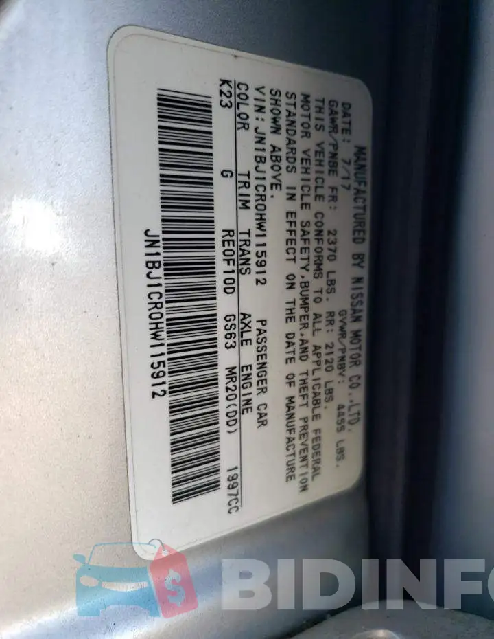 JN1BJ1CR0HW115912 Photo# 13