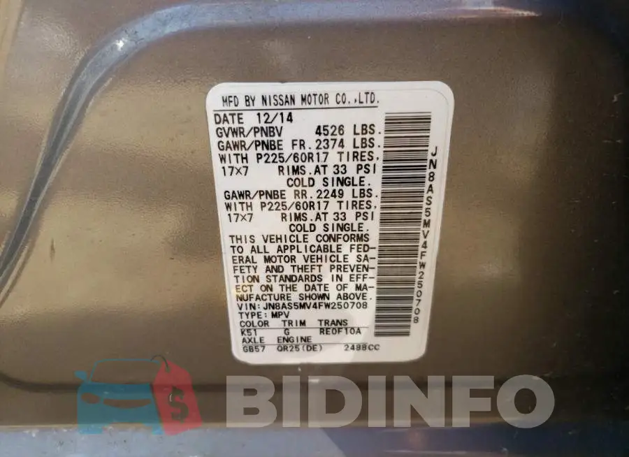 JN8AS5MV4FW250708 Photo# 13
