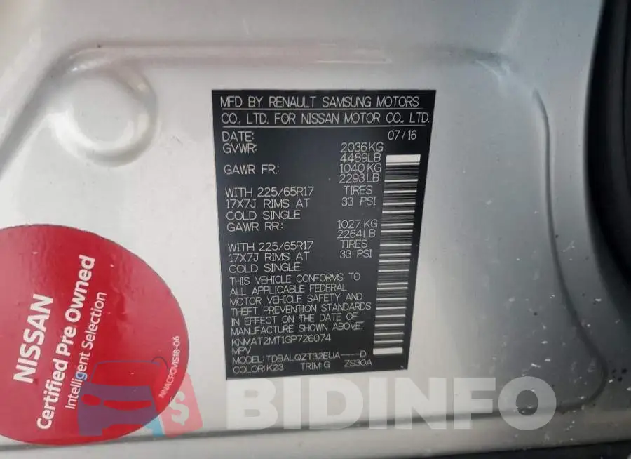 KNMAT2MT1GP726074 Photo# 13