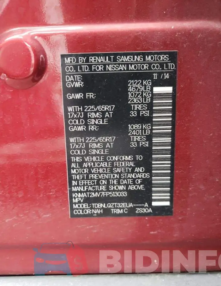 KNMAT2MV7FP513033 Photo# 12
