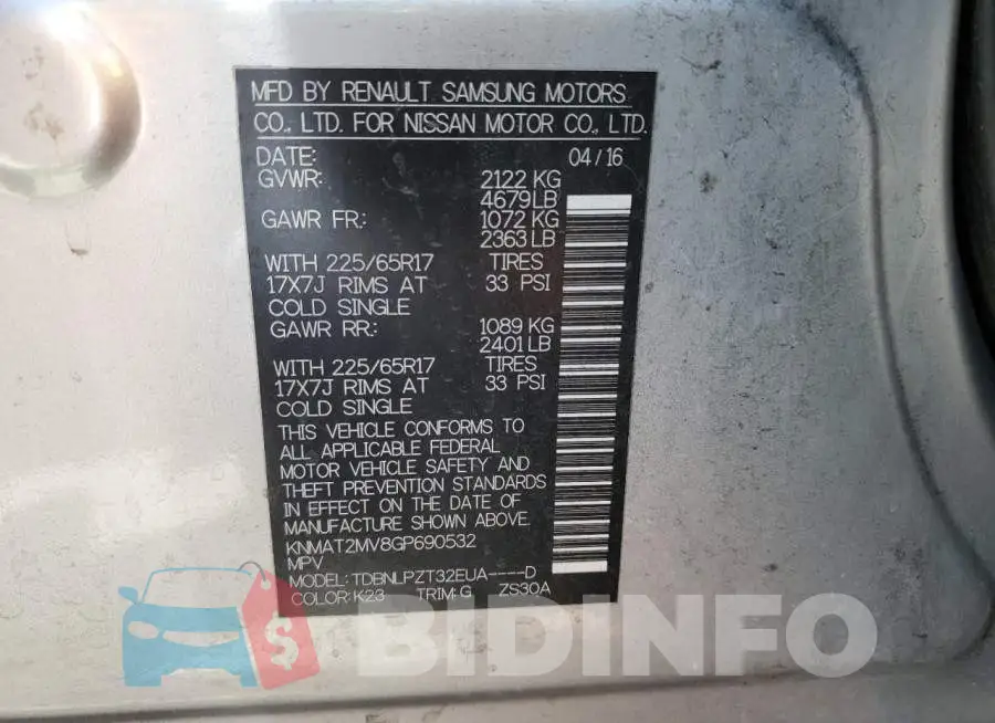 KNMAT2MV8GP690532 Photo# 13
