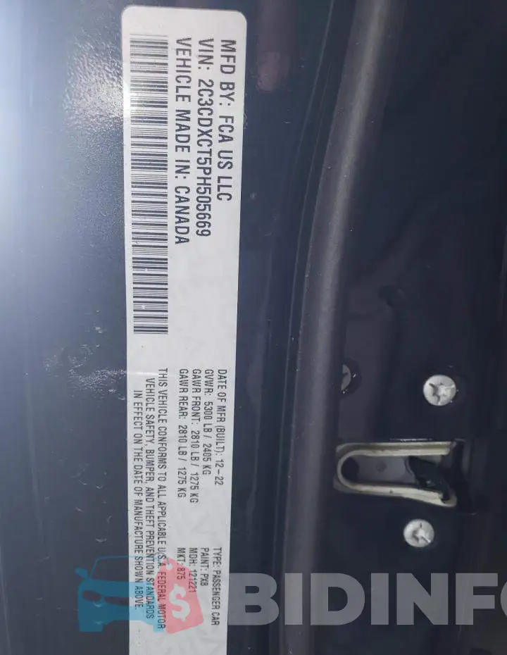2C3CDXCT5PH505669 Photo# 12