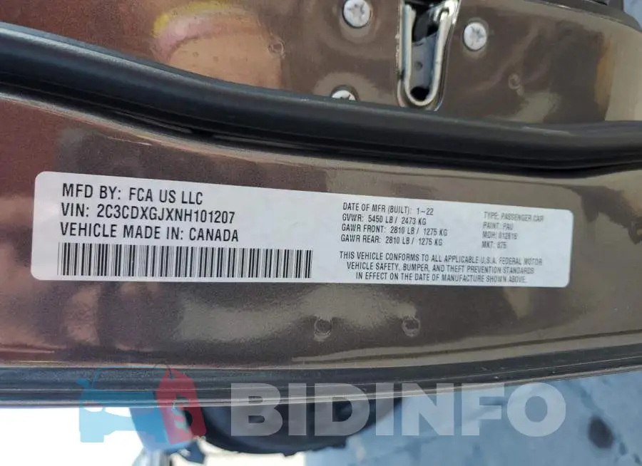 2C3CDXGJXNH101207 Photo# 12