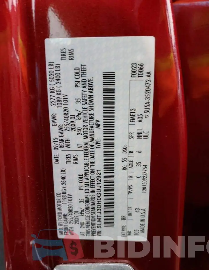 5LMTJ3DH0GUJ12921 Photo# 12