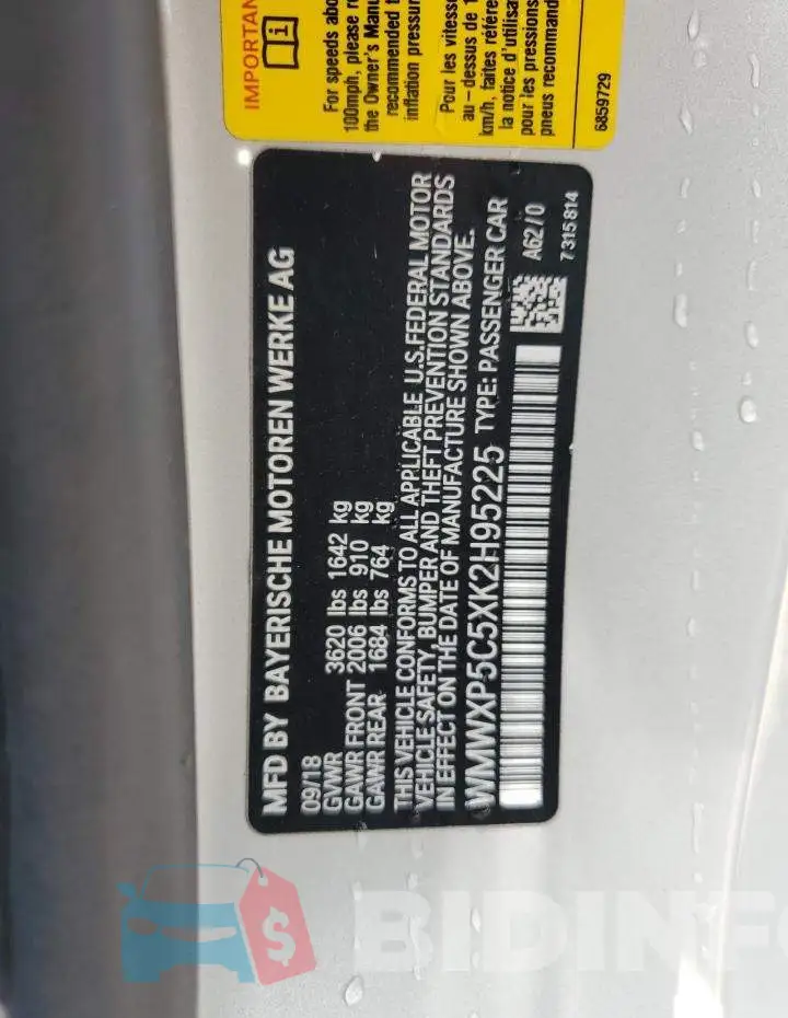 WMWXP5C5XK2H95225 Photo# 12
