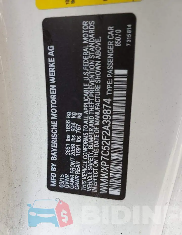 WMWXP7C52F2A39874 Photo# 13