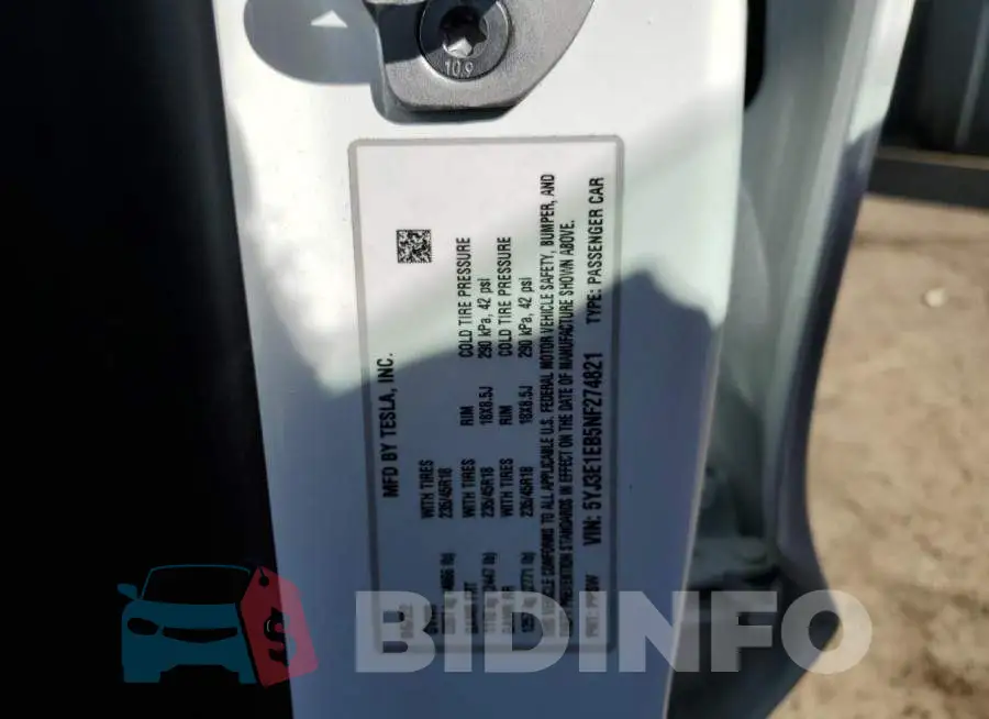 5YJ3E1EB5NF274821 Photo# 10