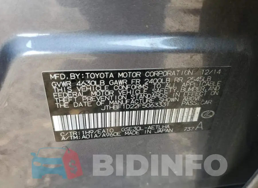 JTHBF1D22F5063331 Photo# 12