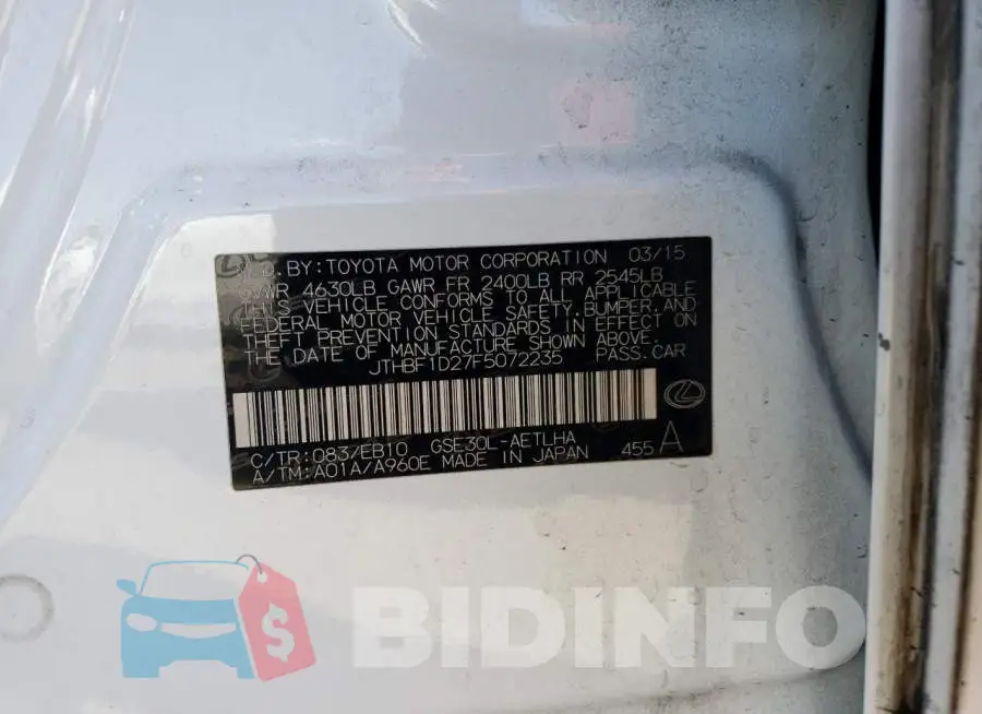 JTHBF1D27F5072235 Photo# 12