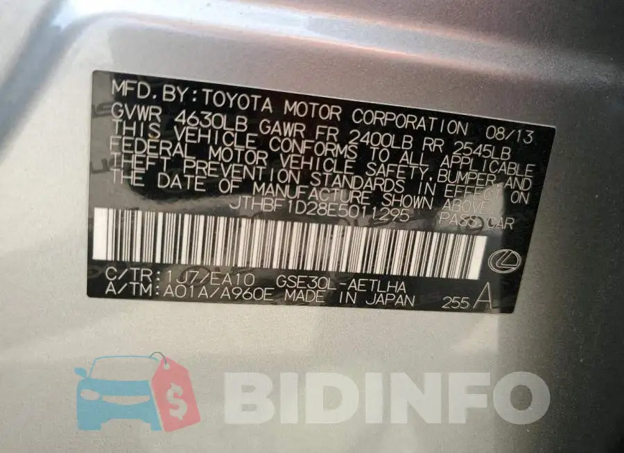 JTHBF1D28E5011295 Photo# 12