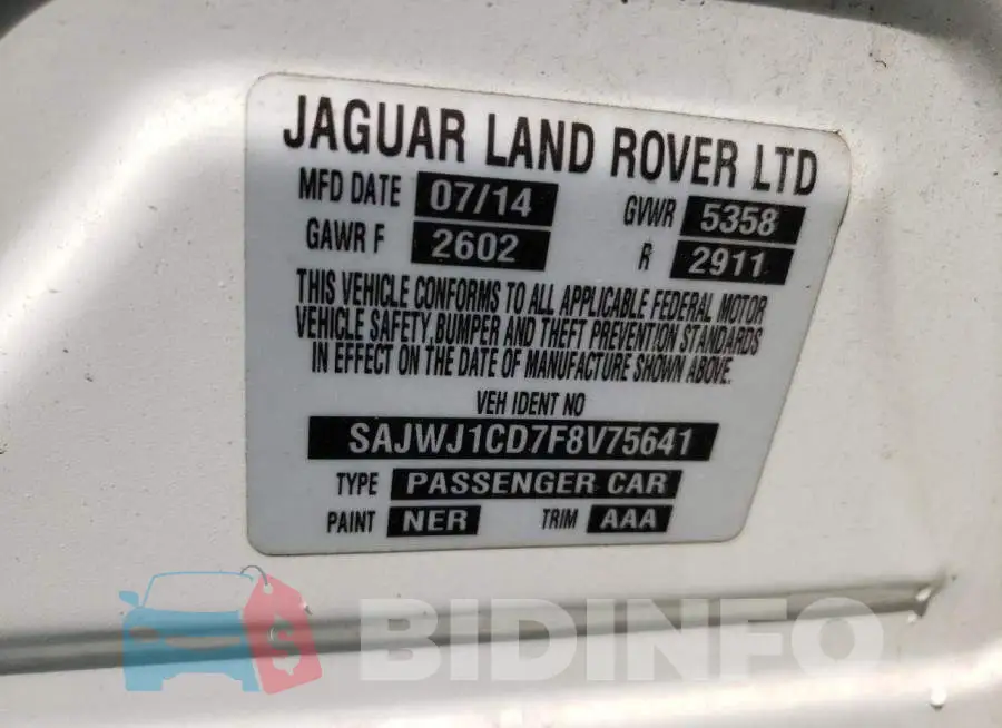 SAJWJ1CD7F8V75641 Photo# 12
