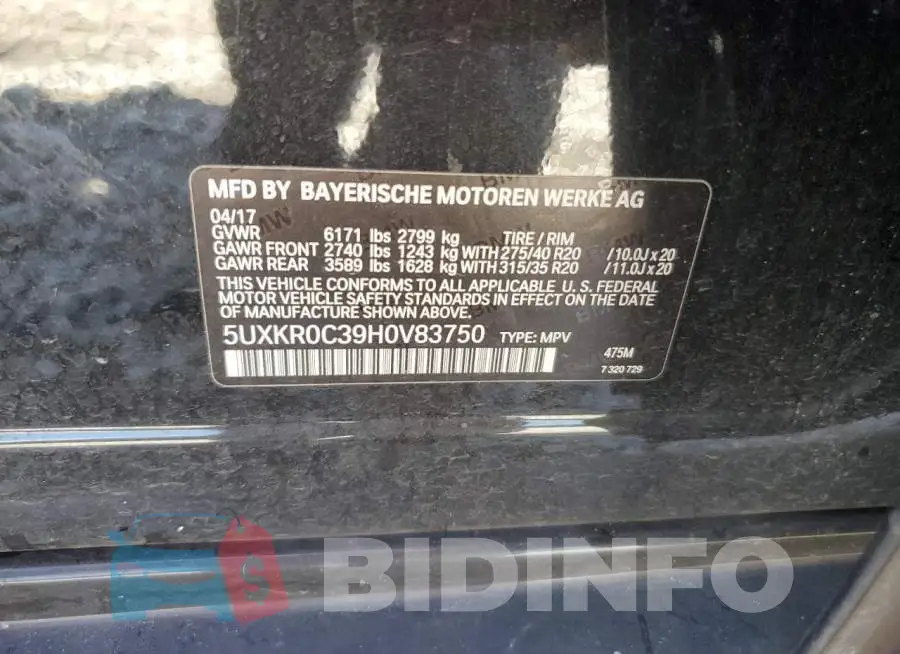 5UXKR0C39H0V83750 Photo# 12