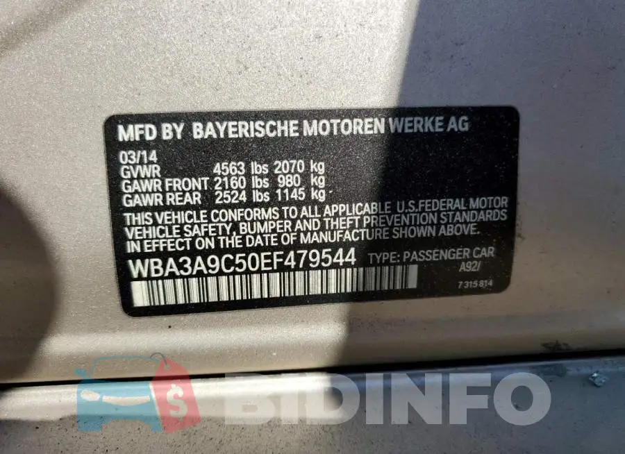 WBA3A9C50EF479544 Photo# 13