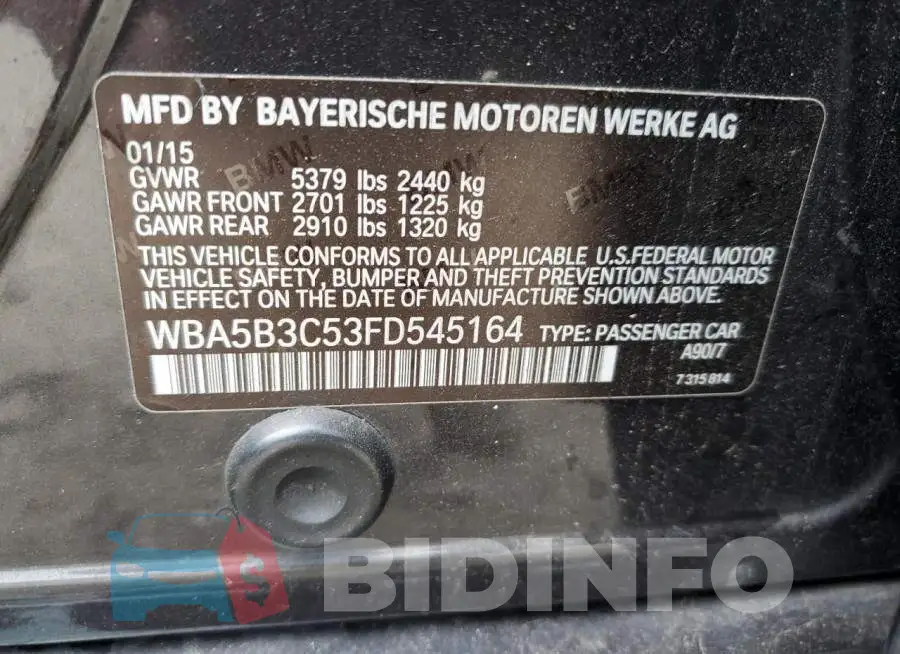 WBA5B3C53FD545164 Photo# 12