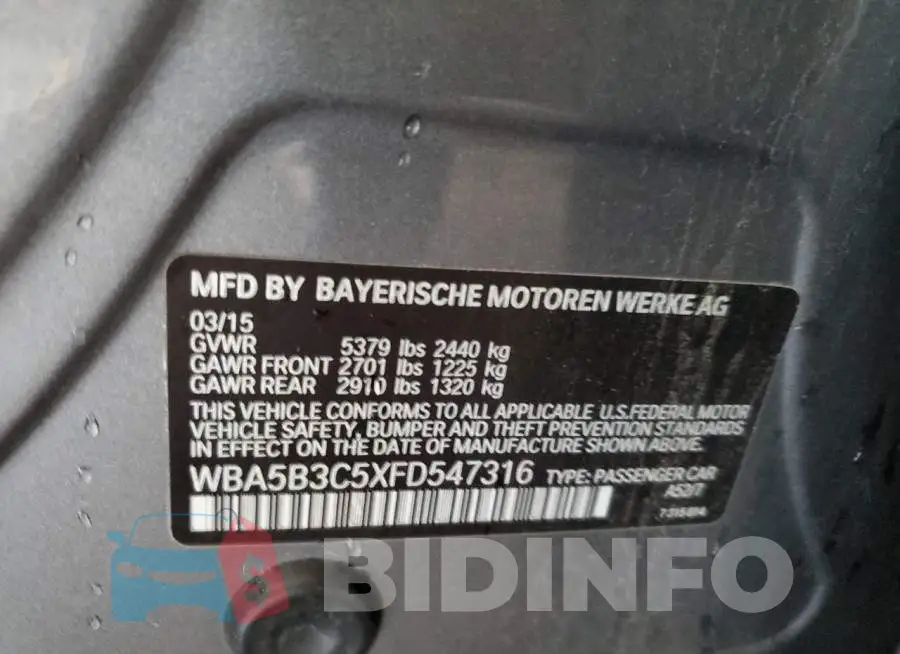 WBA5B3C5XFD547316 Photo# 12
