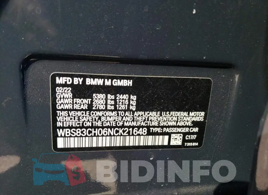 WBS83CH06NCK21648 Photo# 12
