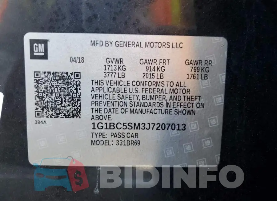 1G1BC5SM3J7207013 Photo# 12